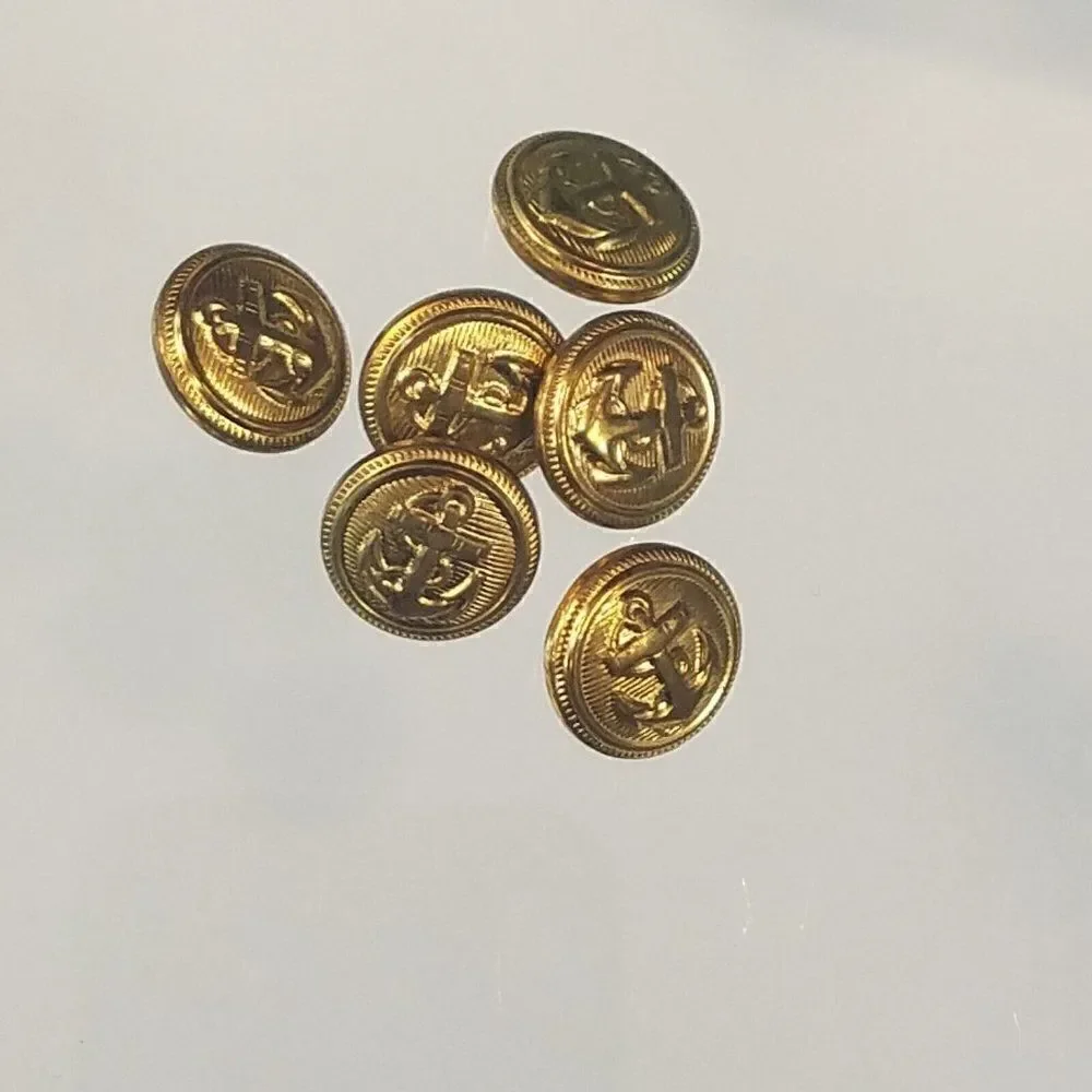 Vintage Anchor Buttons Gold Tone Lot Of 8